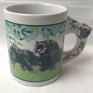 Black Bear Mug Coffee Tea Cocoa Printed Handle Vintage